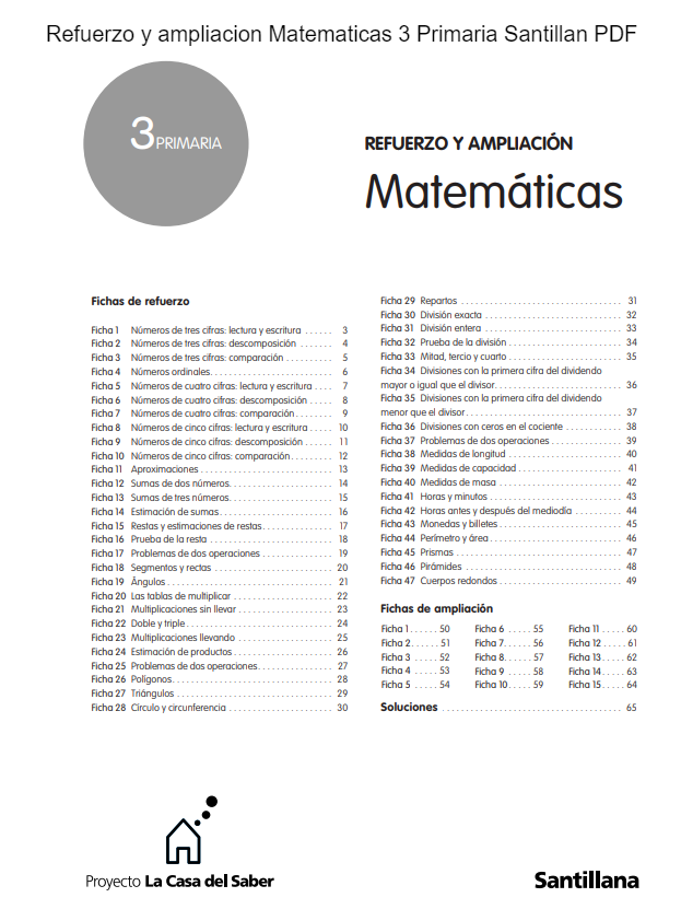 Refuerzo Y Ampliacion Matematicas 3 Primaria Santillana PDF Refuerzo Y Ampliacion Matematicas 3 Primaria Santillana PDF